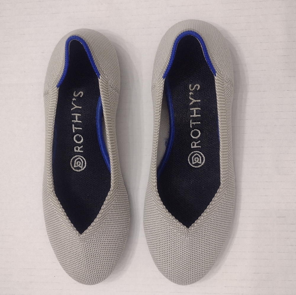 Rothy's The Flat Birdseye Cloud Gray Round Toe Flats Size 6